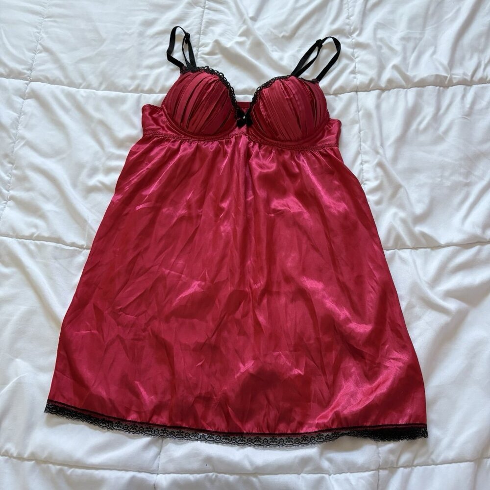 Womens Size Small Red Black Nightie Lingerie Babydoll Grunge Vampire Valentines